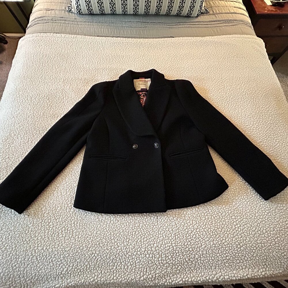 Anthropologie Cartonnier double breasted wool coat jacket blackmedium